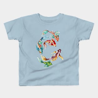 Watercolor and Ink Koi Fish Kids T-Shirt